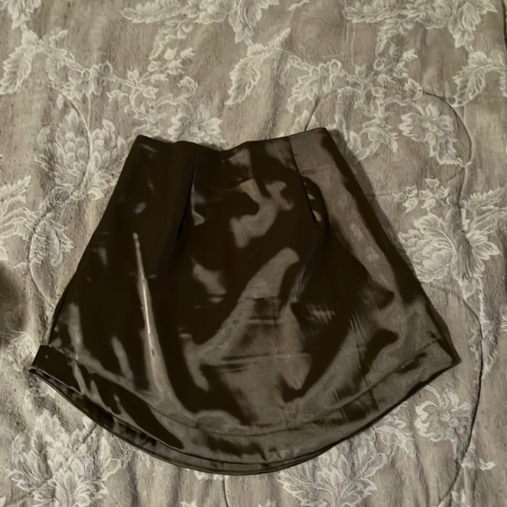 Satin Olive Green Mini Skirt